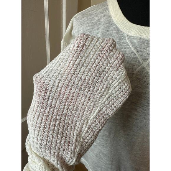 SO Cream Pullover Sweater Long Sleeve Crewneck Open Knit Light Shirt XS - Picture 2 of 4